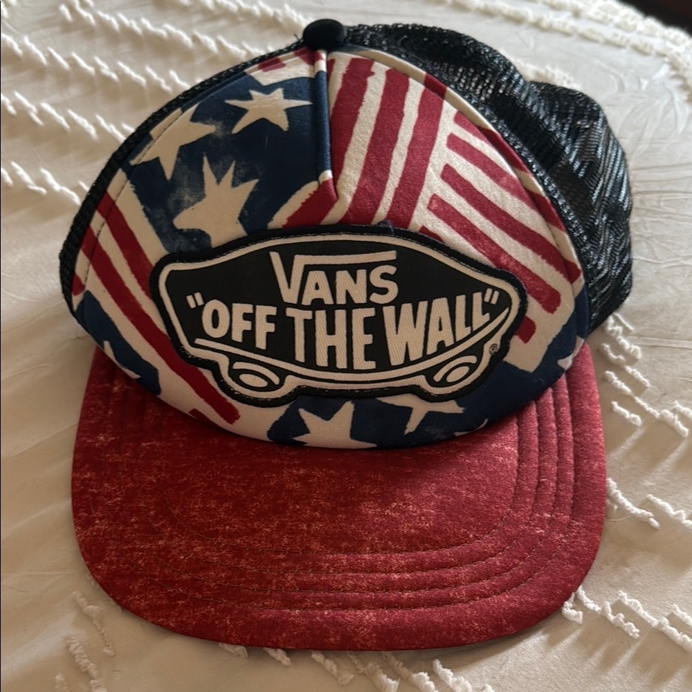 Vans Off the Wall American Flag Hat Stars and Stripes Adjustable, mesh back